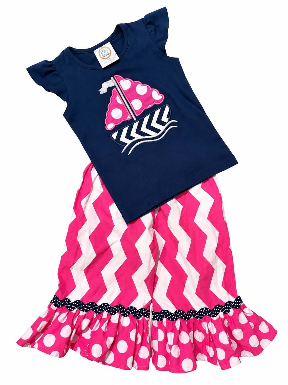 Boutique Outfit Set Size 2T Navy Pink